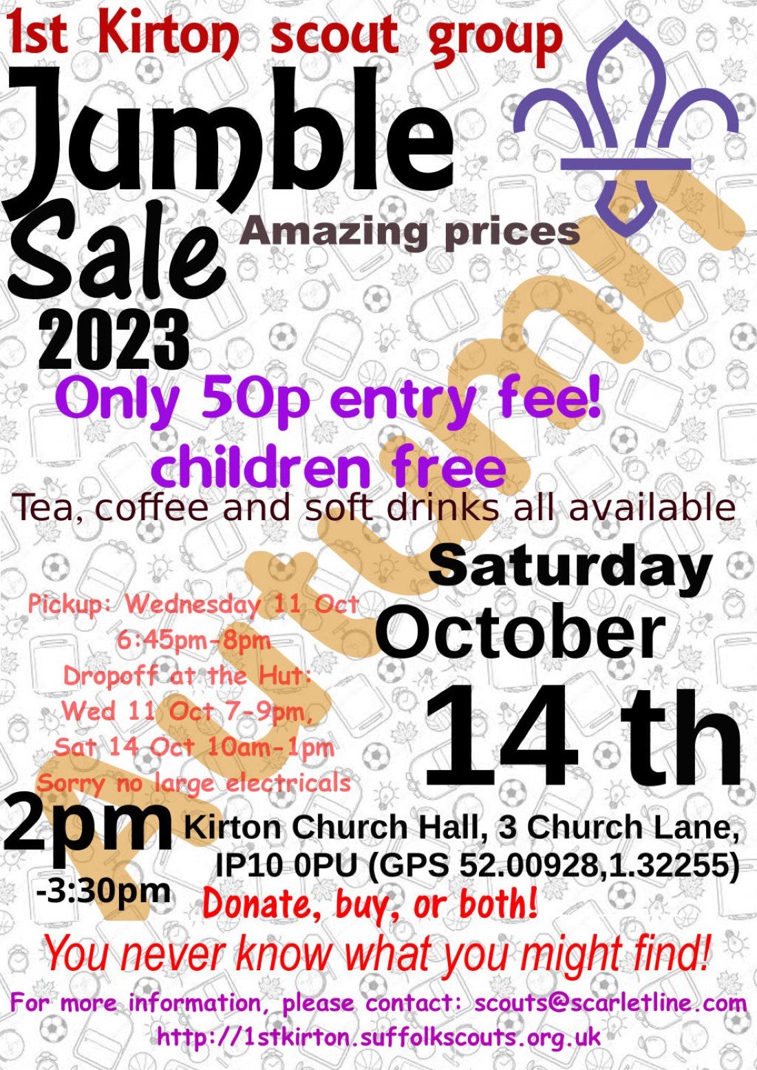 1st Kirton Autumn Jumble Sale, Kirton Church Hall, Felixstowe, 14 October 2023 AllEvents.in