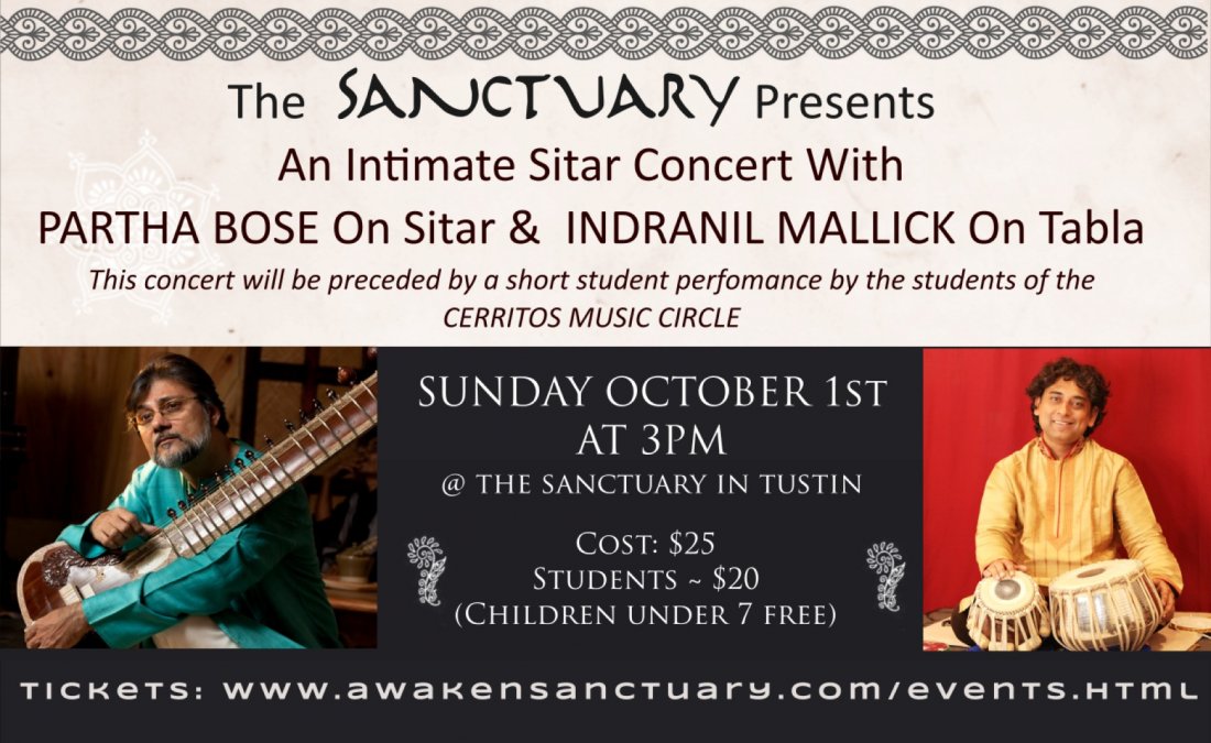 Live Sitar & Tabla Concert, The Sanctuary Wellness Center & Yoga Studio