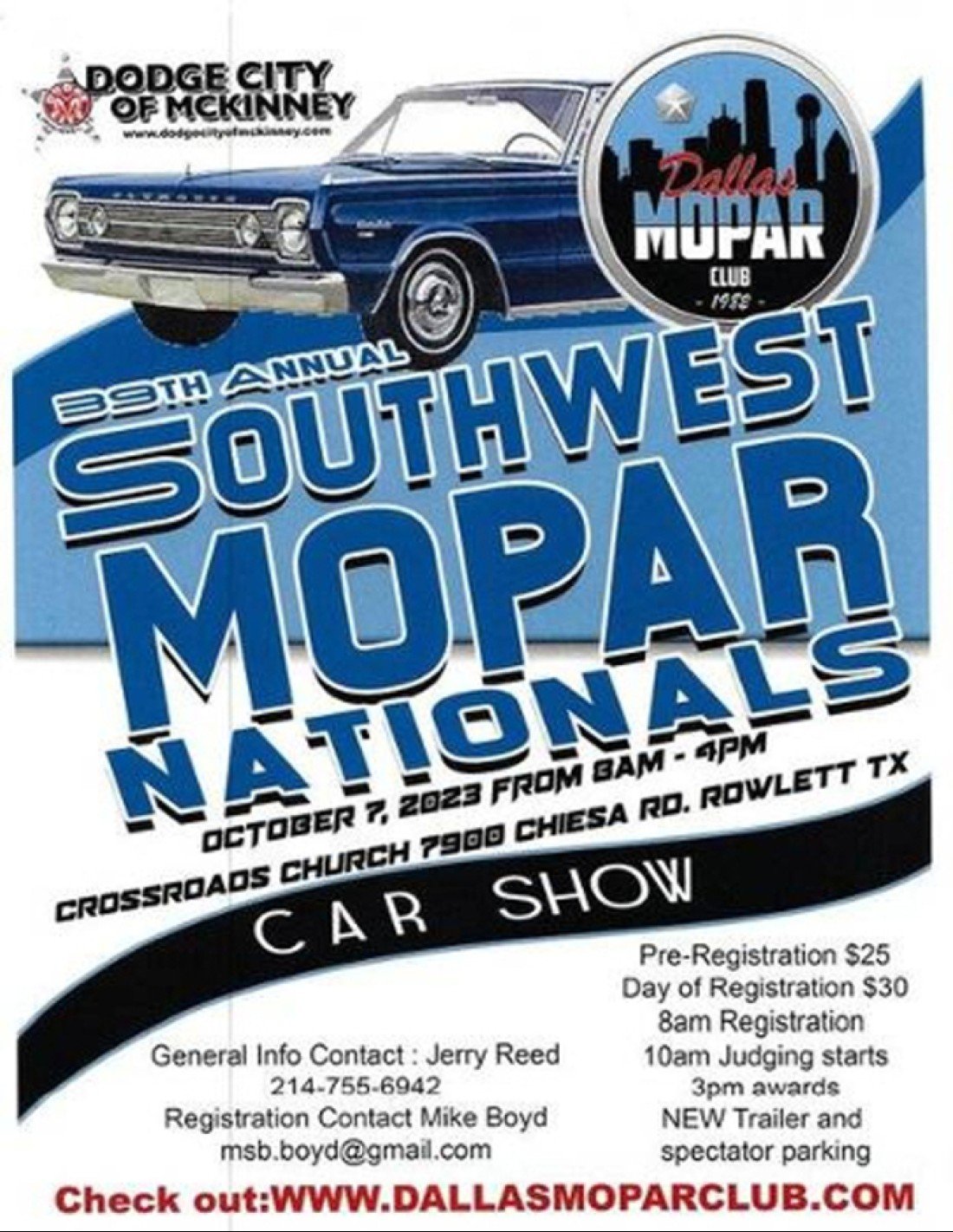 39th Annual Southwest Mopar Nationals Car Show and Swap Meet, Crossroads Church , Rowlett