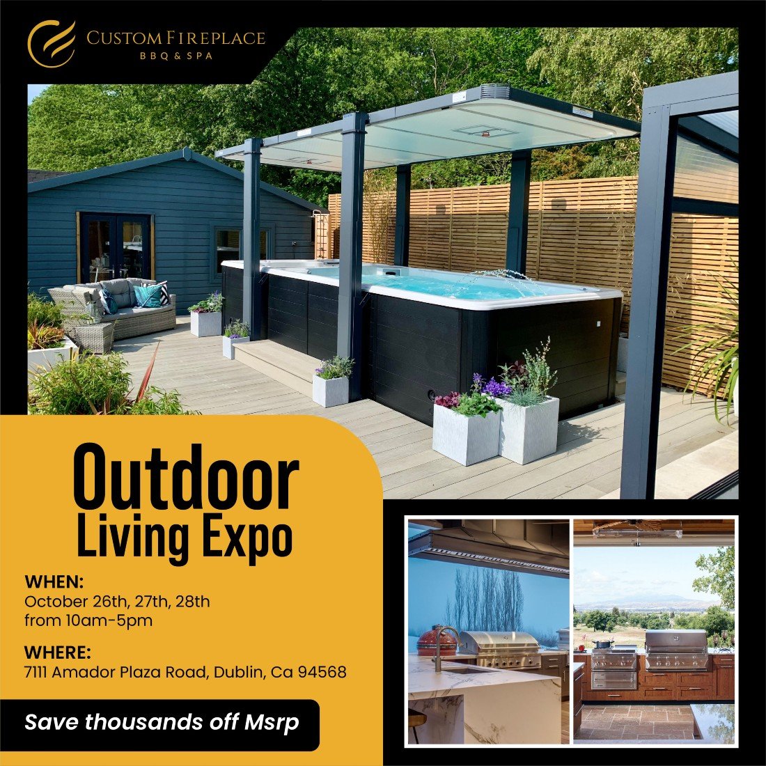 Outdoor Living EXPO Swim Spas Hot Tubs BBQs, Custom Fireplace Bbq