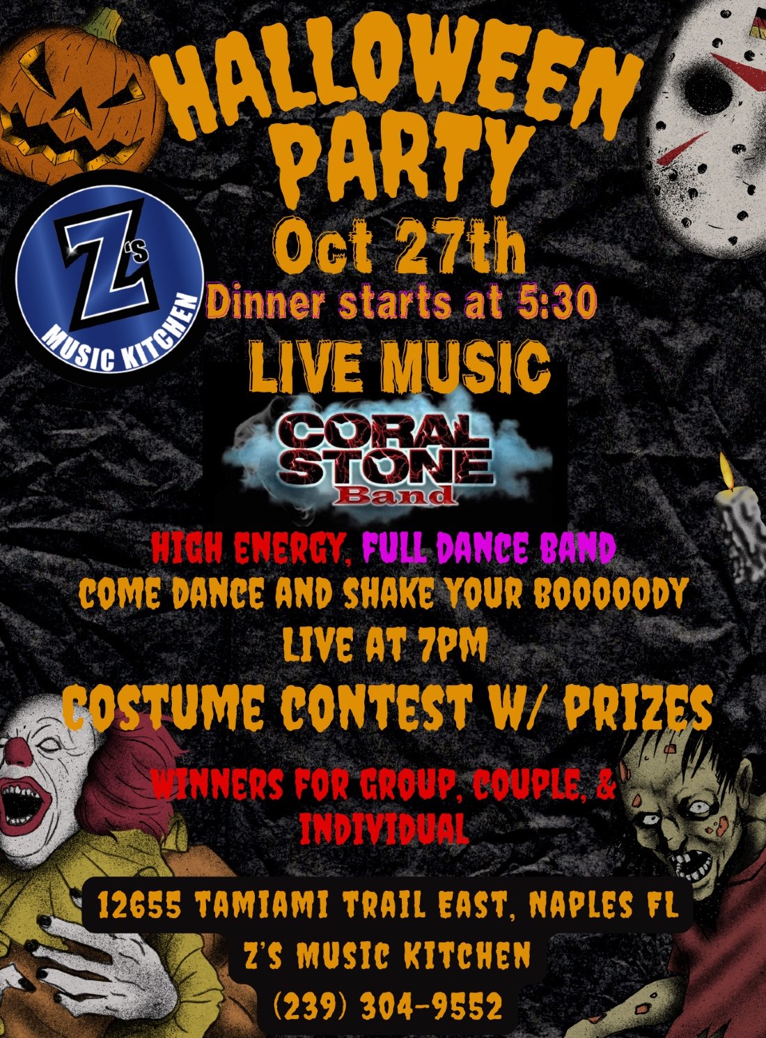 Halloween Costume Party hosted by Coral Stone Band, 12655 Tamiami Trail