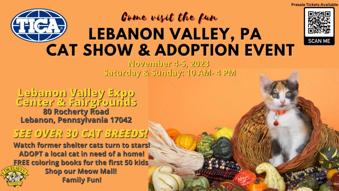 Come to the fun Lebanon Valley Cat Show & Adoption Event, Lebanon Valley Exposition Center