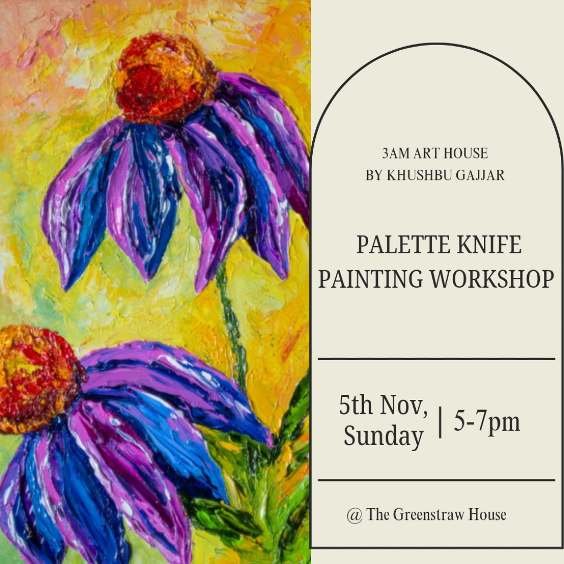 Palette Knife Painting The Greenstraw house, Usmanpura, Ahmedabad, November 5 2023