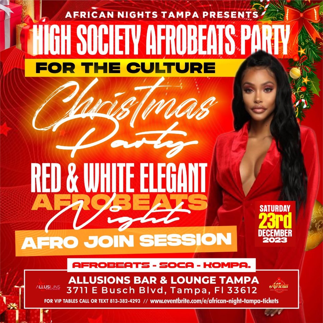 HIGH SOCIETY AFROBEATS CHRISTMAS PARTY, Allusions Bar & Lounge Tampa