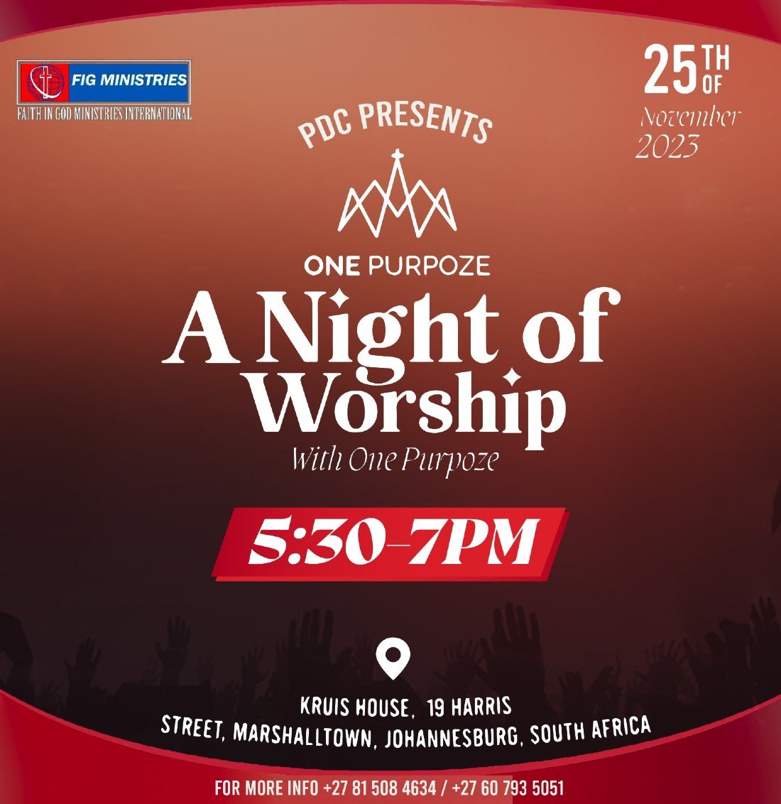 A Night of Worship with One Purpoze , 19 Harries Street, Marshalltown