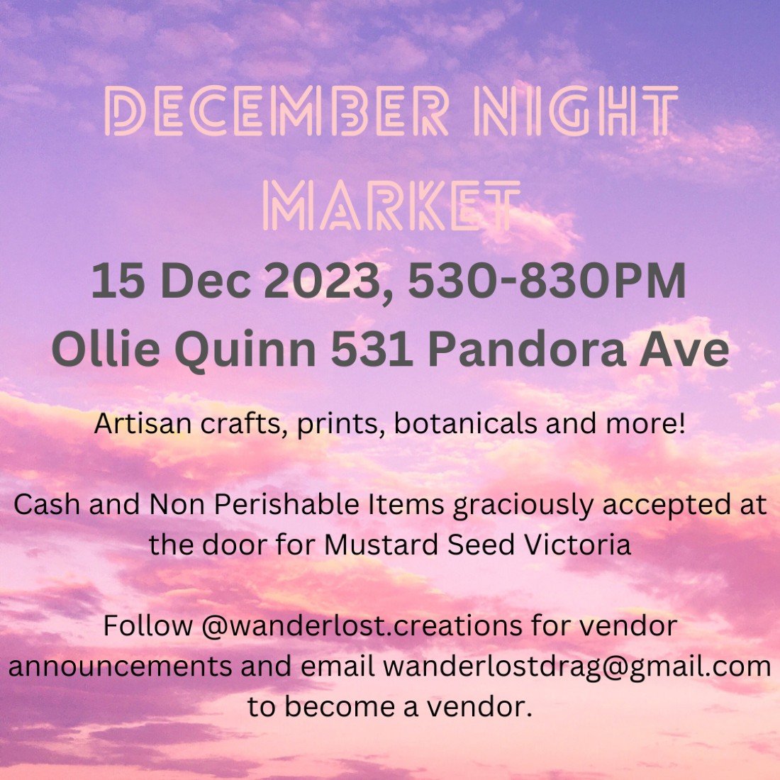 December Night Market, Ollie Quinn Optometrist, Victoria, 15 December