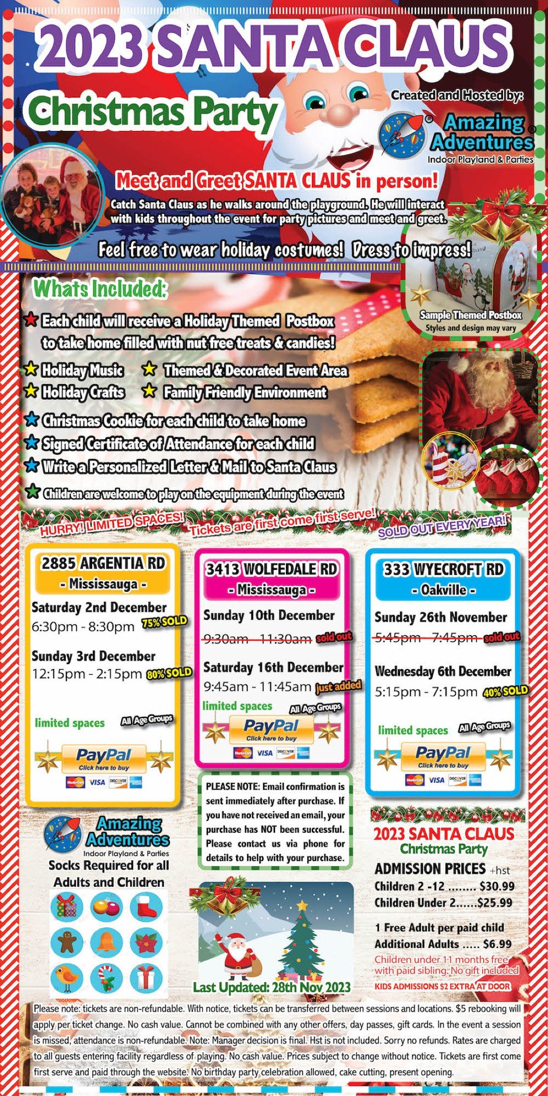 KIDS SANTA CLAUS Christmas Party Sunday 3rd December 1215pm 215pm Argentia Location