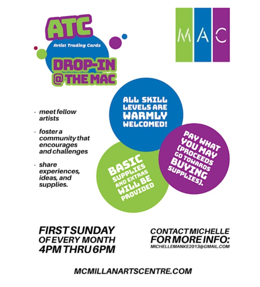 Artist Trading Card Dropin at the MAC, McMillan Arts Centre