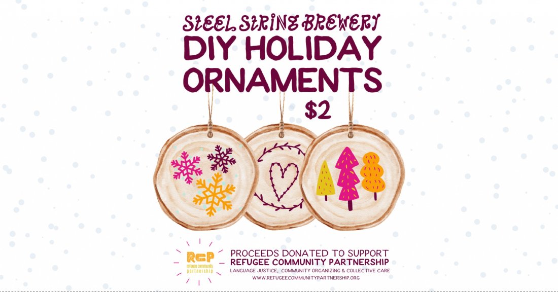 DIY Holiday Ornaments for Charity, Steel String Brewery at Pluck Farm