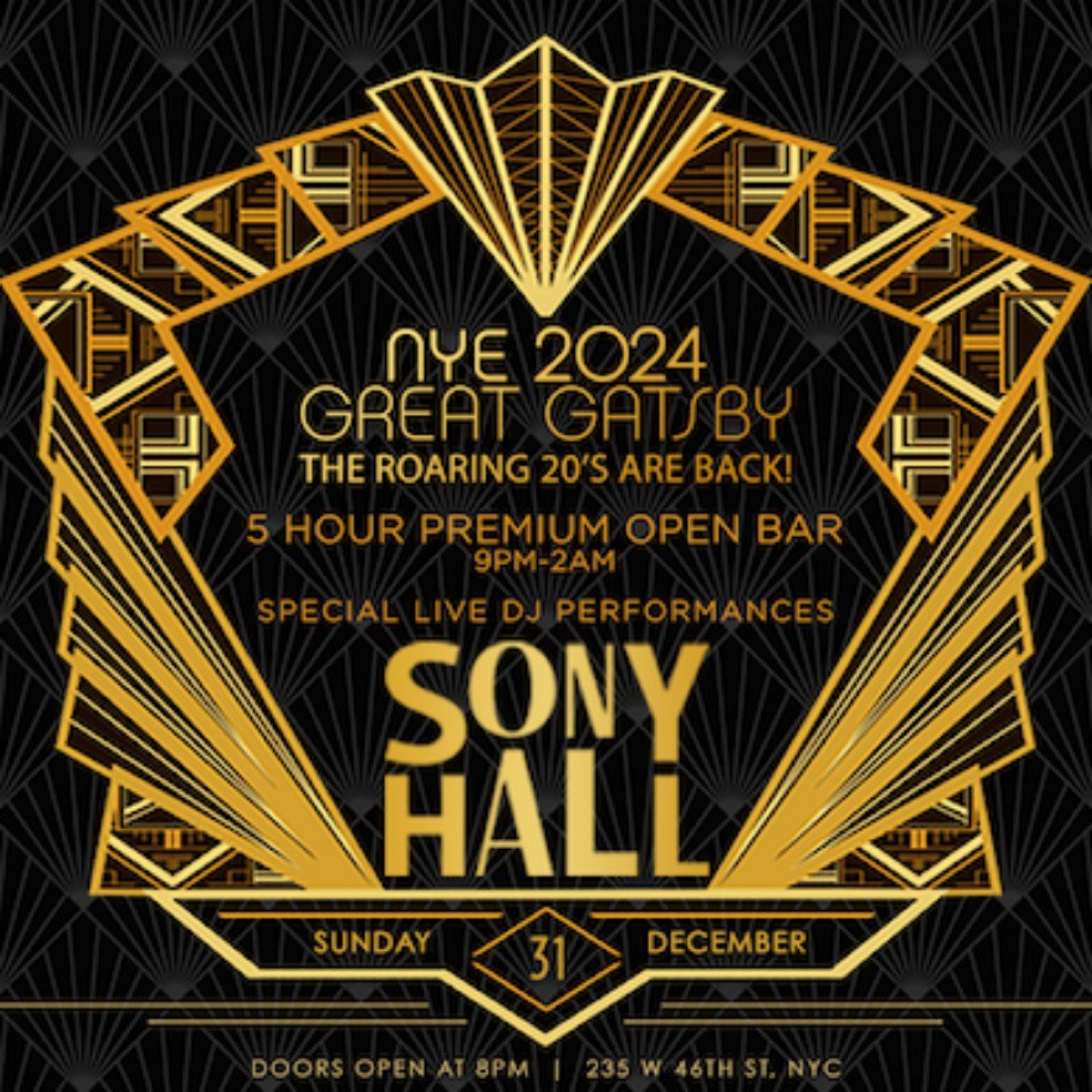Sony Hall New Years Eve Party in Times Square, Sony Hall, West 46th