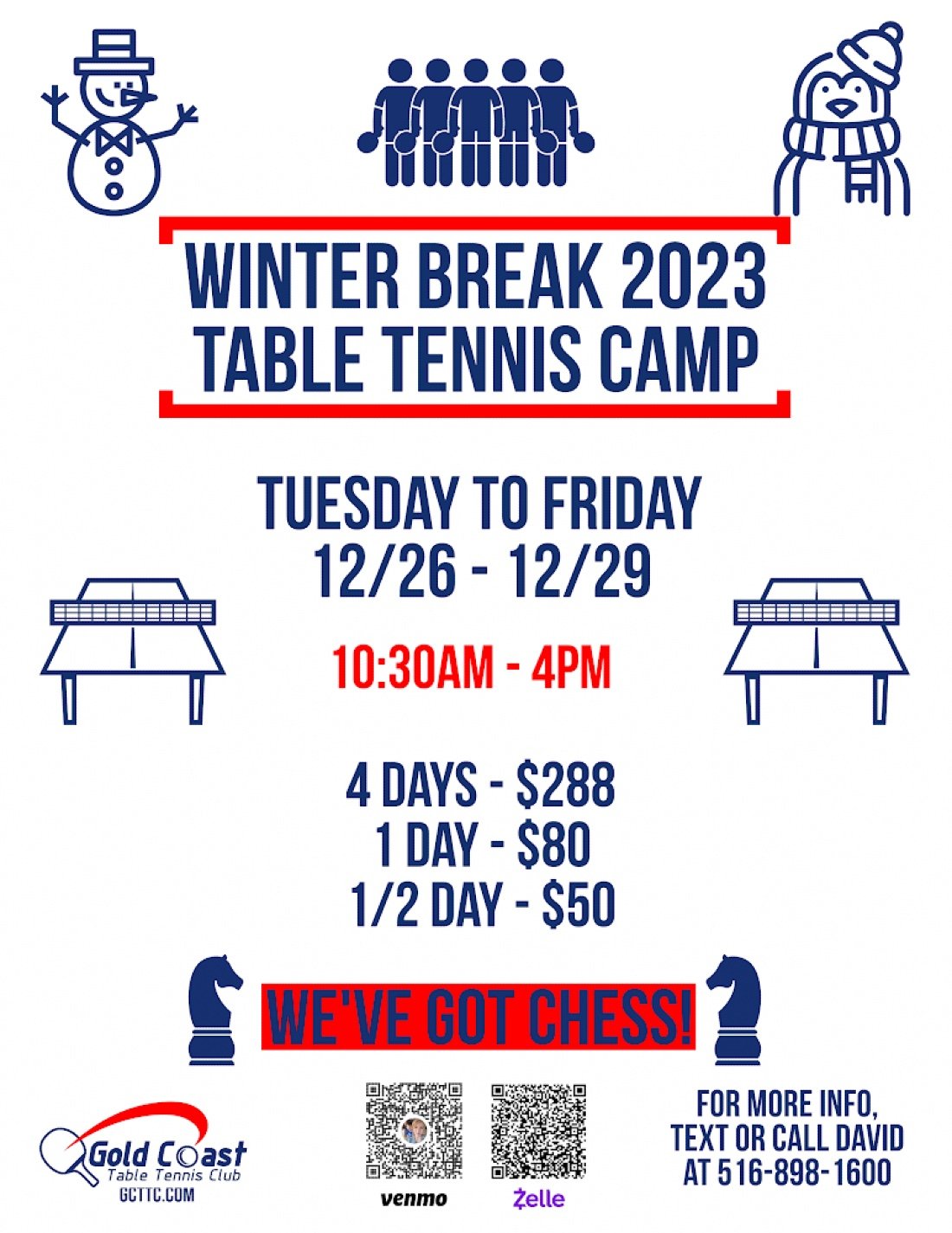 Winter Break Table Tennis Camp, Gold Coast Table Tennis Club, Port