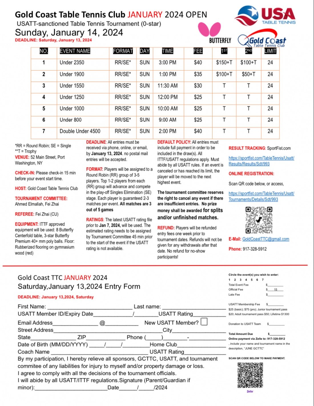 January 2024 Open Tournament Gold Coast Table Tennis Club, Gold Coast