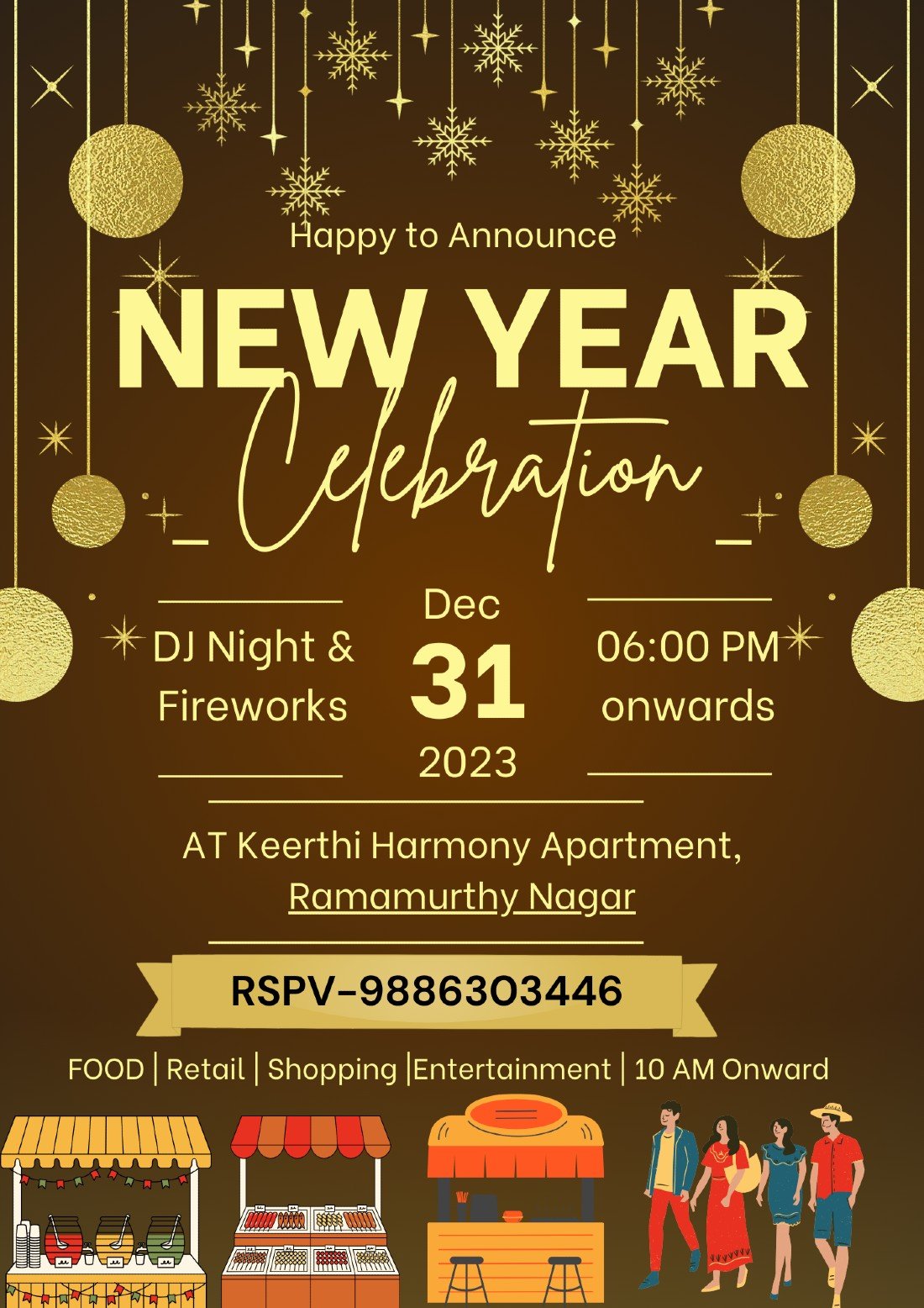 NEW YEAR EVE Fireworks POP UP Store, Keerthi Harmony Apartment