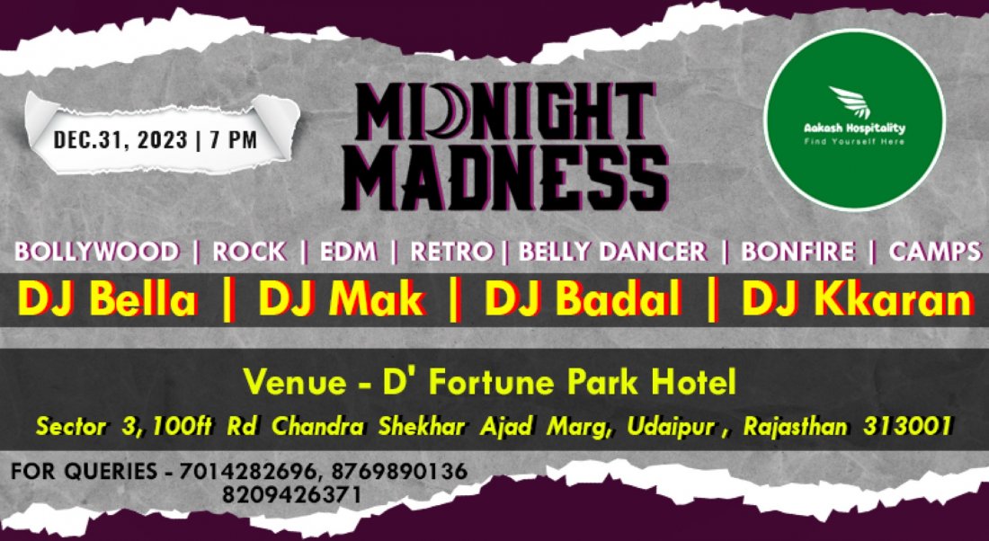 Midnight Madness - New Year Party ?| NY 2024, 31 December | Event in Udaipur | AllEvents.in