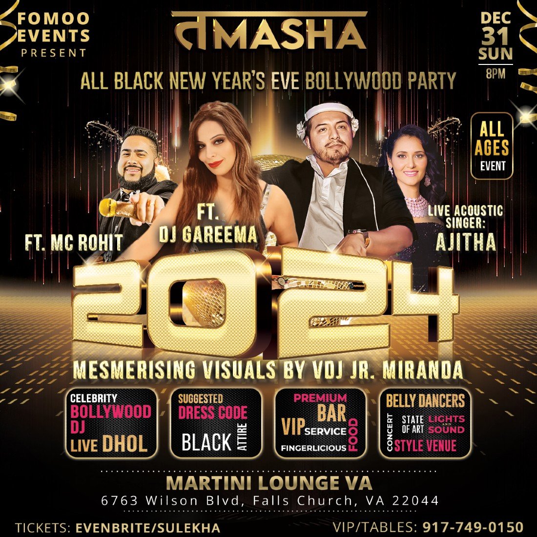 VIRGINIA TAMASHA 2024 BOLLYWOOD NEW YEARS EVE MARTINI LOUNGE, Martini