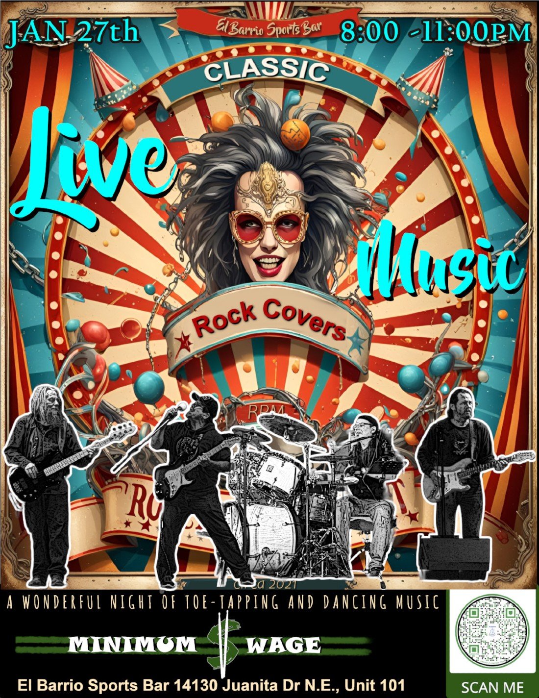 Minimum Wage Band El Barrio Sport Bar, Tacos El Guero Mexican