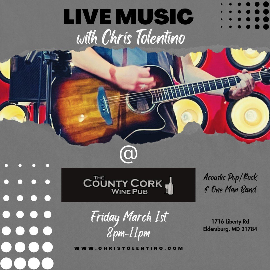 Chris Tolentino Live at The Cork Tickets, The County Cork Wine Pub