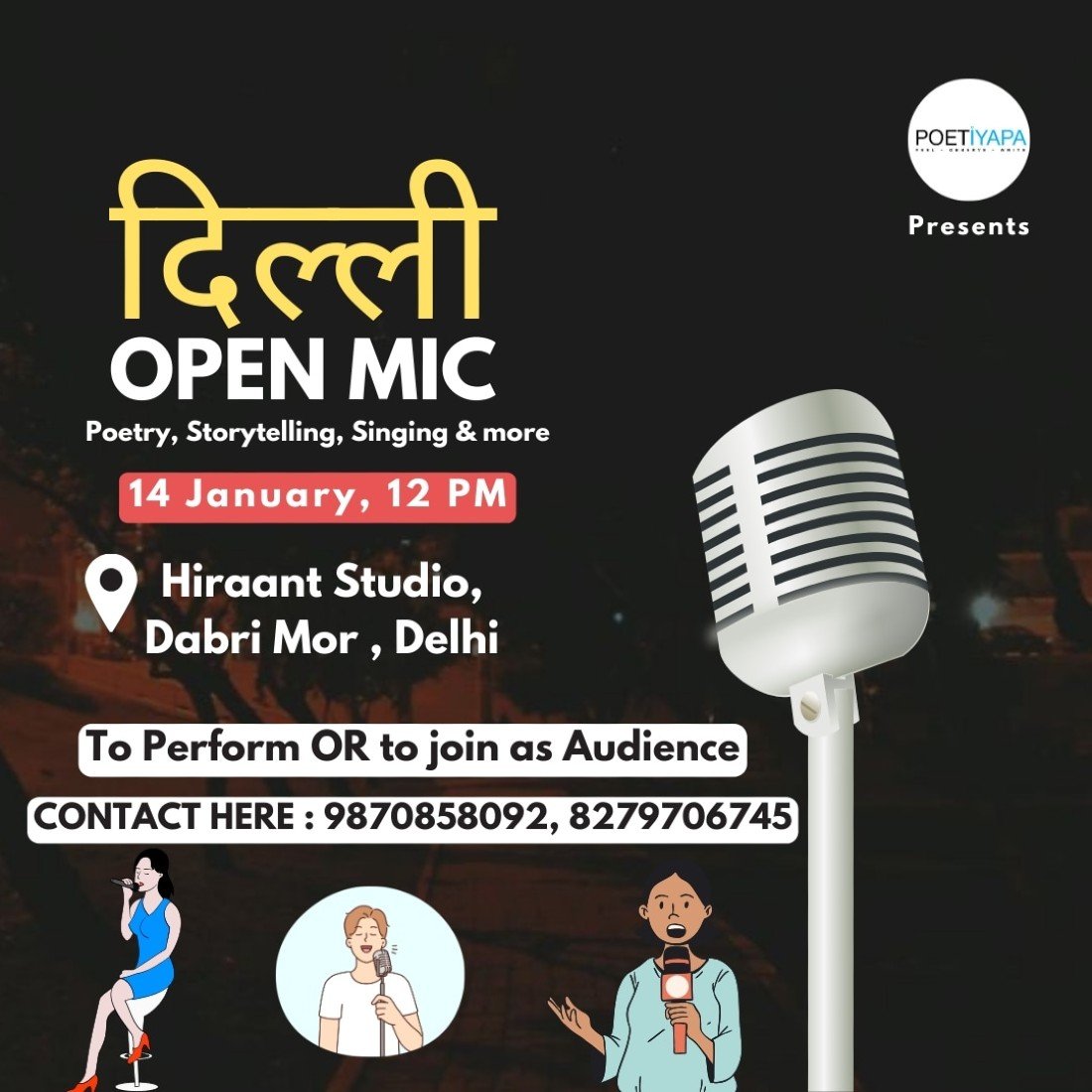 POETRY EVENT IN DELHI OPEN MIC POETRY, STORYTELLING, SINGING