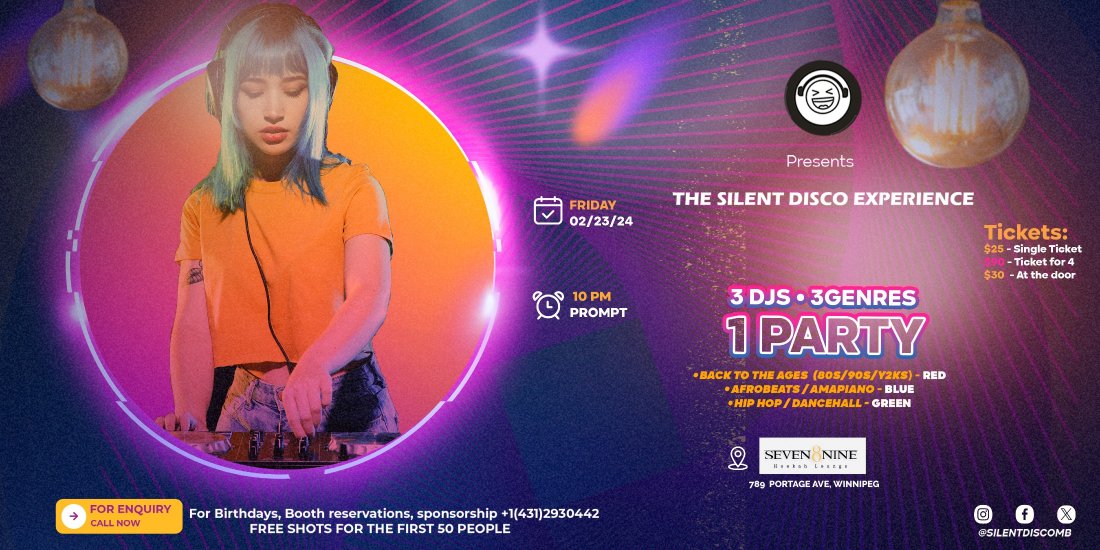 THE SILENT DISCO EXPERIENCE, Seven8nine Hookah Lounge, Winnipeg, 23