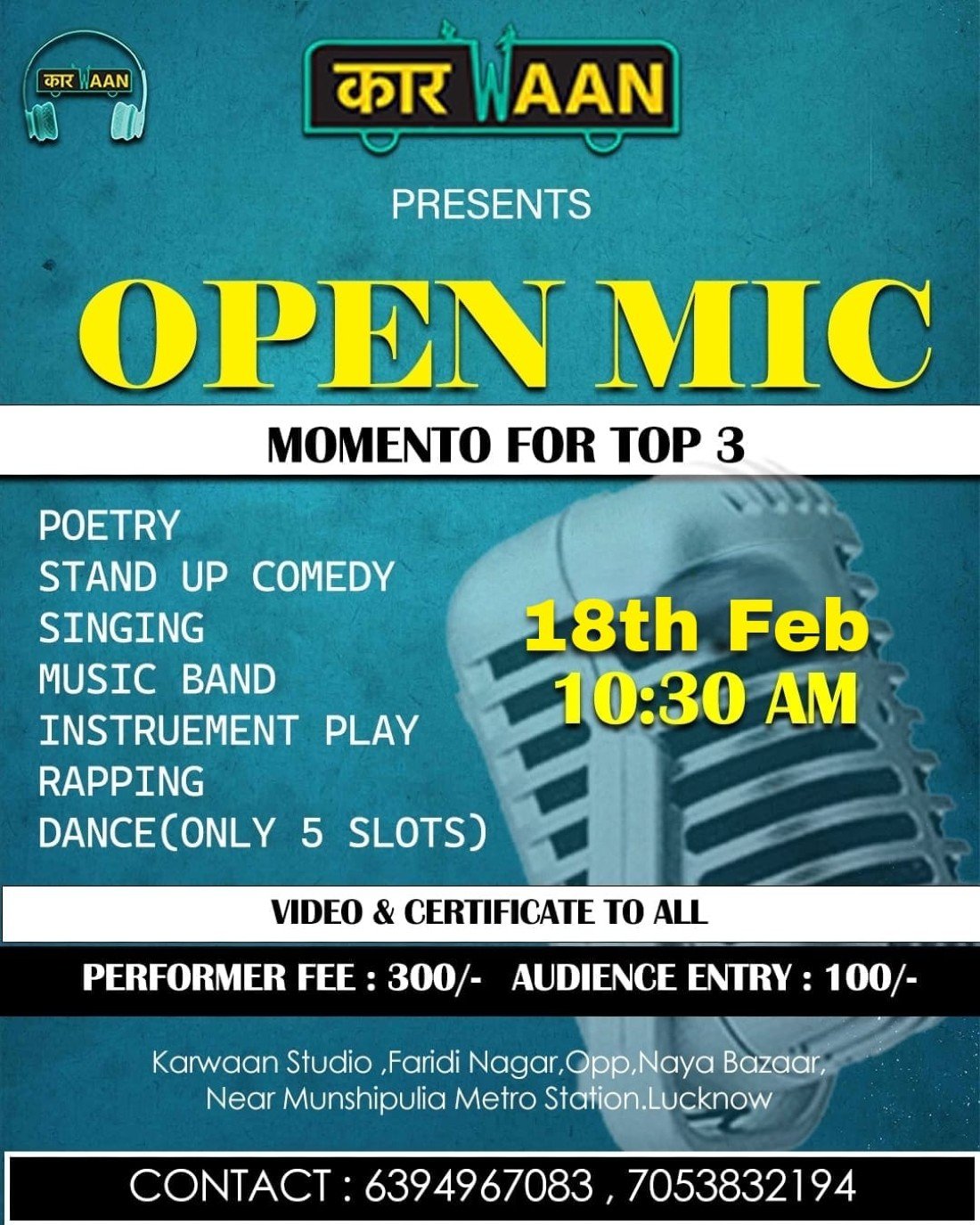 OPEN MIC IN LUCKNOW /Poetry , Singing, Standup, Rapping, instrument ...
