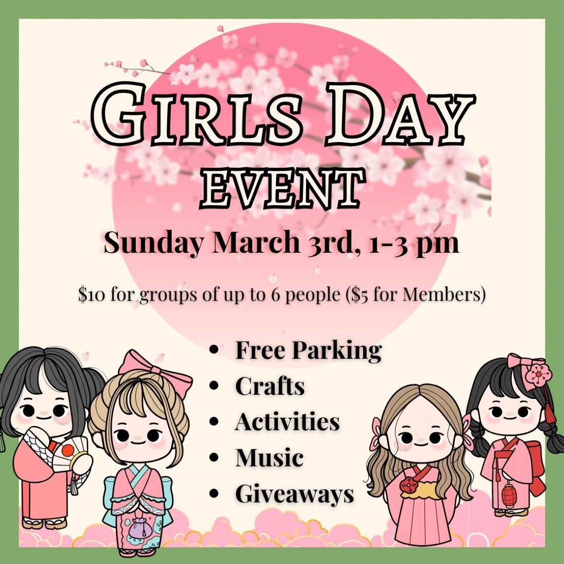 Girls Day Cultural Event Tickets, Earl Burns Miller Japanese Garden