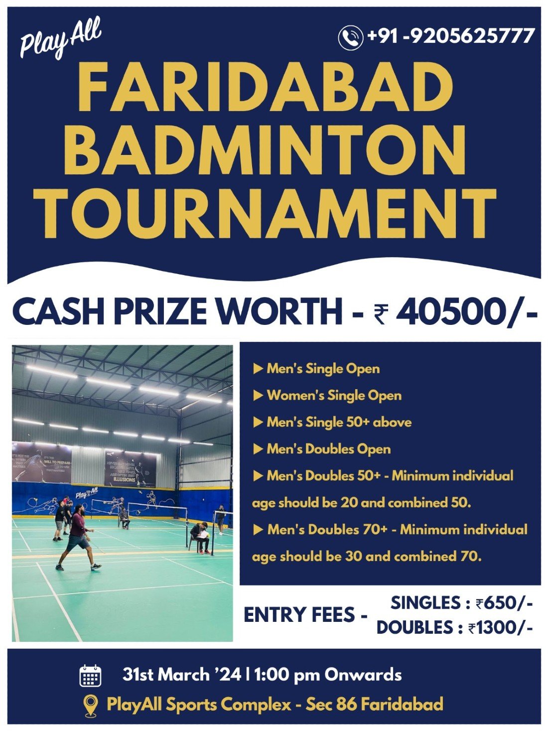PlayAll Badminton Tournament Faridabad Sec 86!!! Tickets, PlayAll
