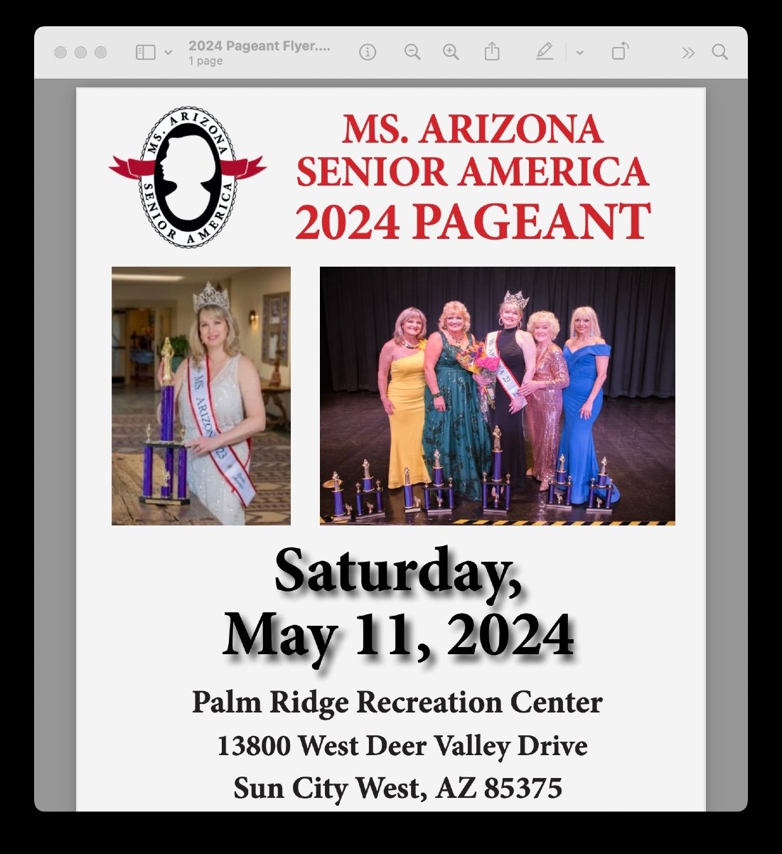 Ms Senior America Pageant Arizona, Palm Ridge Recreation Center, Summit ...