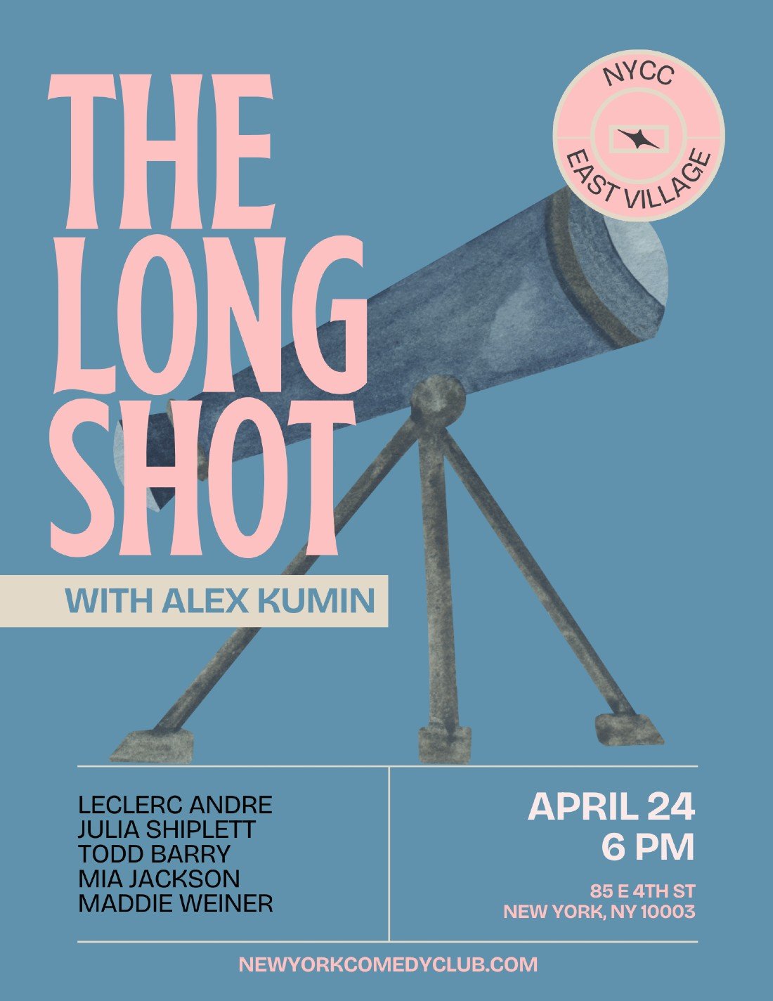 The Long Shot with Alex Kumin, new york comedy club east village, 24 ...