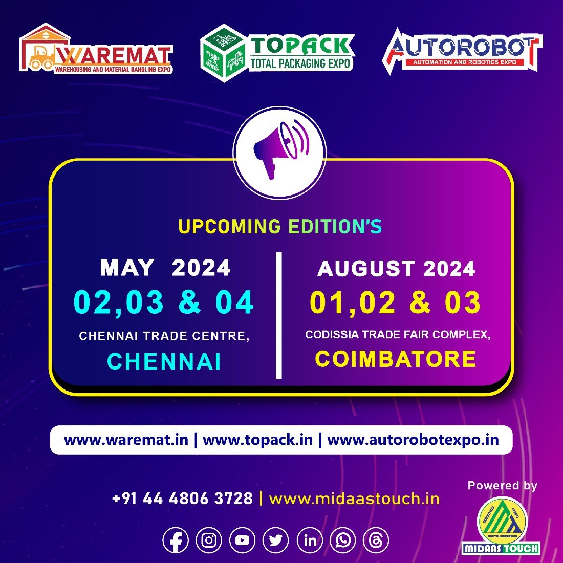 WAREMAT Warehousing & Material Handling Expo, Chennai Trade Centre, 2