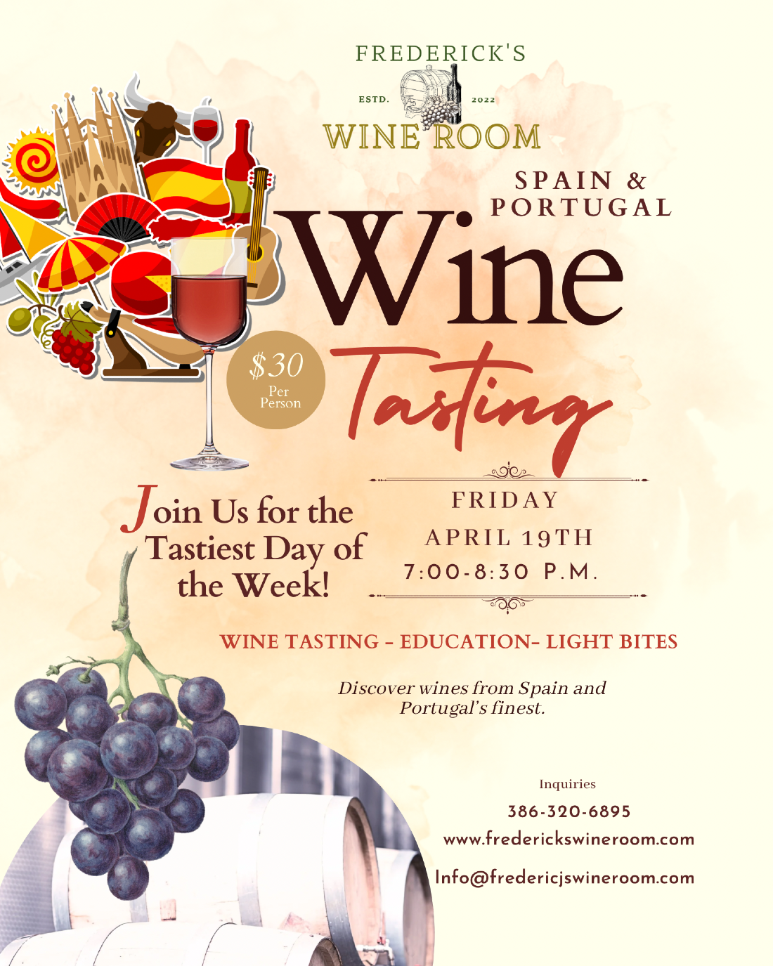 Spain & Portugal Wine Tasting, Frederick’s Wine Room, Debary, 19 April