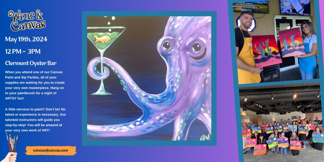 Clermont Paint and Sip Octopus Martini, Clermont Oyster Bar, 19 May