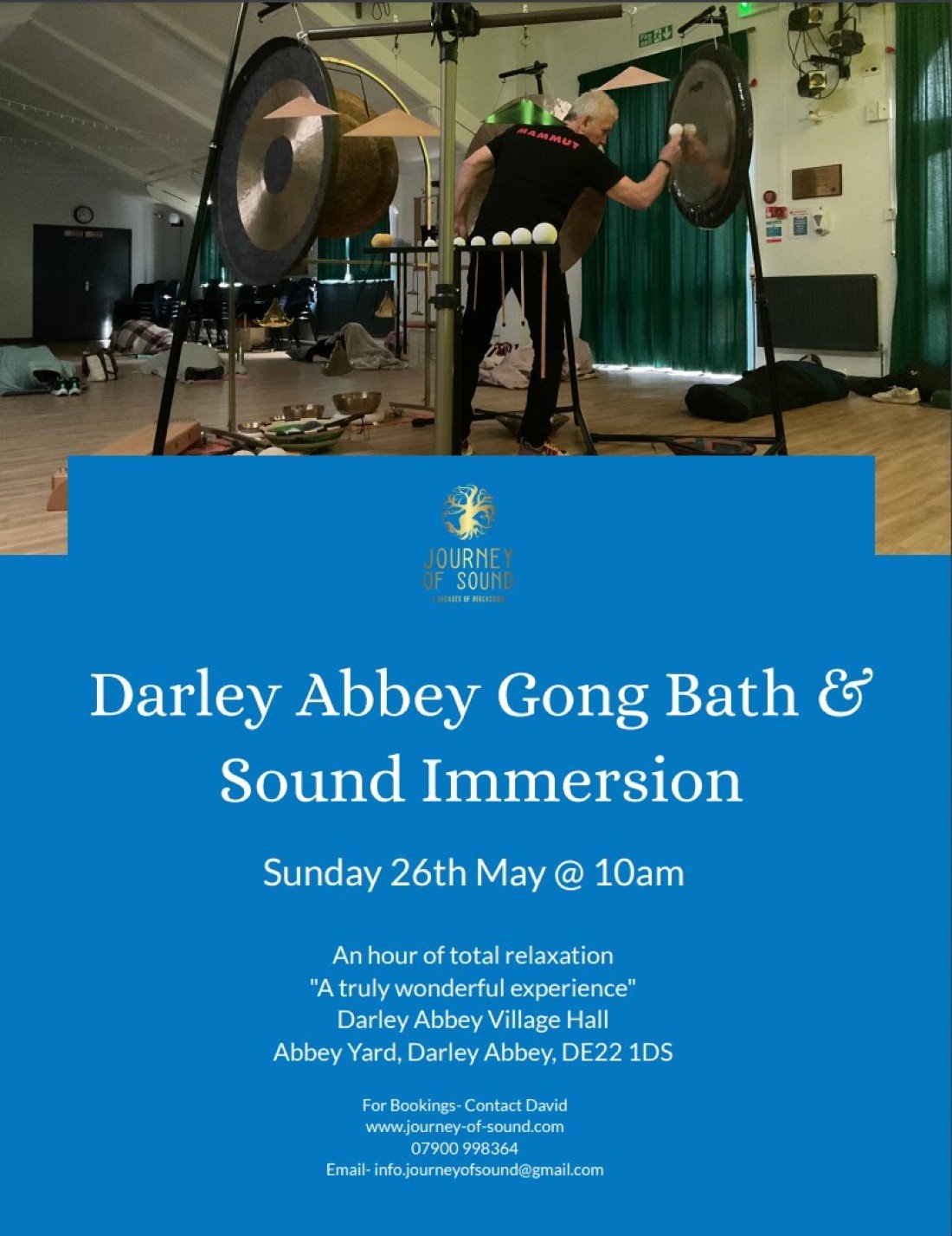 Gong Bath & Total Sound Immersion, Darley Abbey Village Hall, Derby, 26 May 2024 AllEvents.in