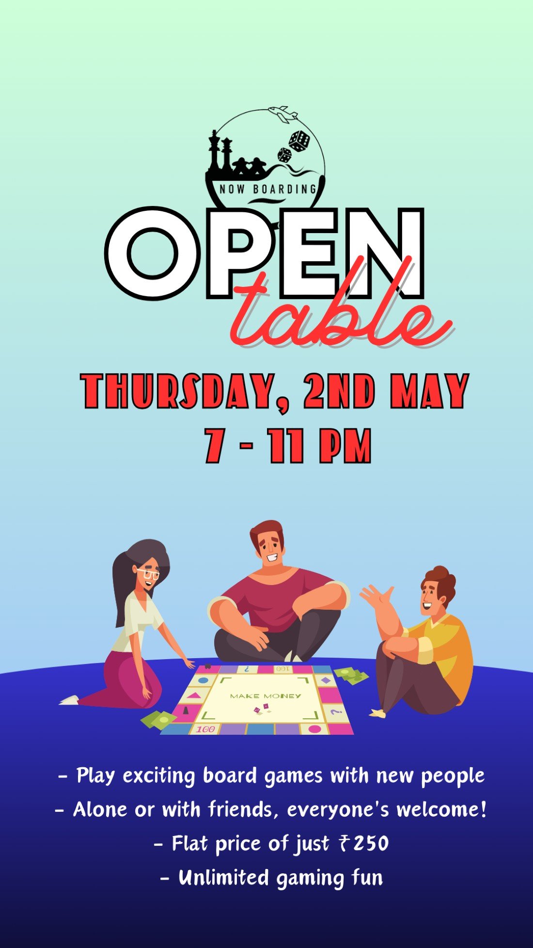 Open Table (Board Game Meetup), Now Boarding Café (Board Game Café