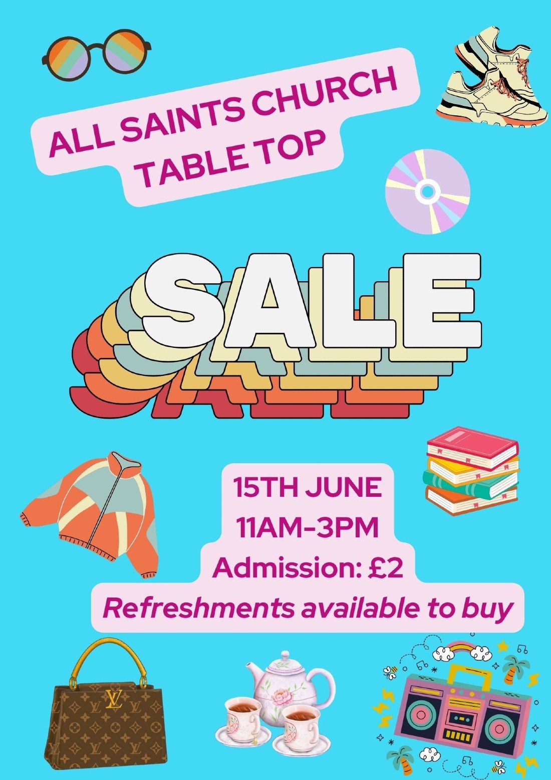 Table Top Sale Tickets, All Saints Church Hall, London, 15 June 2024