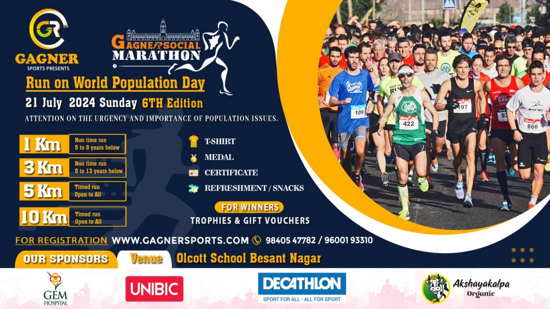 Run on World Population Day Tickets, Olcott School, Besant Nagar Beach