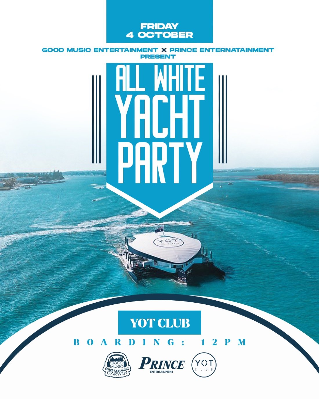 ALL WHITE YACHT PARTY, Luxury Gold Coast & Brisbane River Cruise YOT