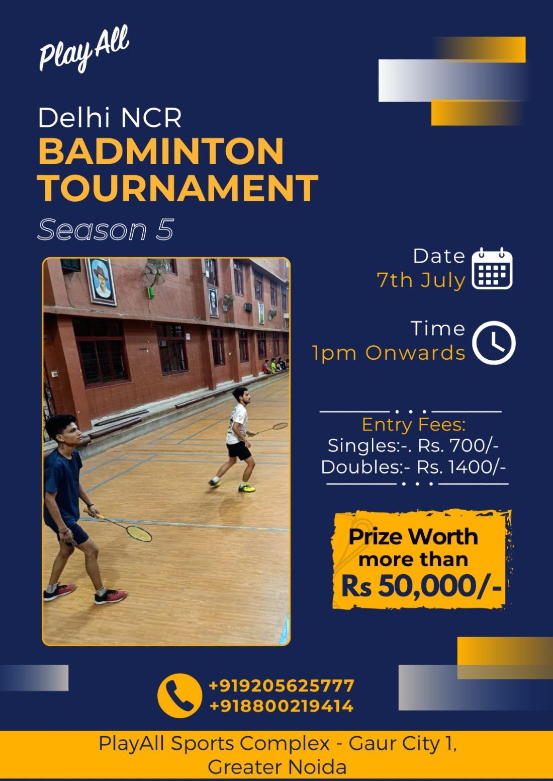 Powered by PlayAll Delhi NCR Badminton Tournament Gaur City