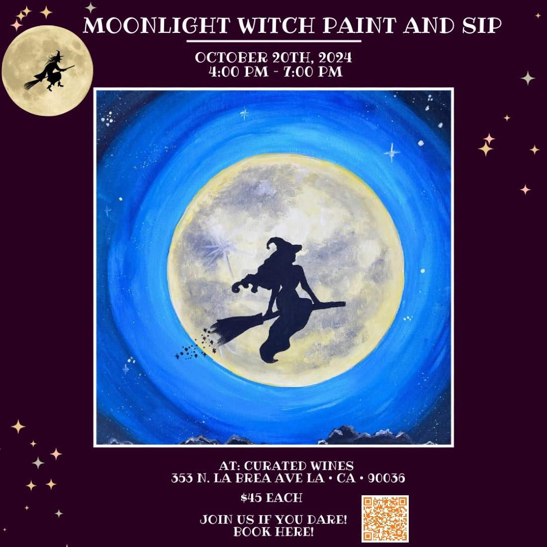 Moonlight Witch Paint and Sip Night Tickets, Curated Wine Shop, West