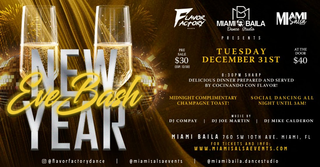 New Year Bash at Miami Baila Dance Studio!, Miami Baila Dance Studio