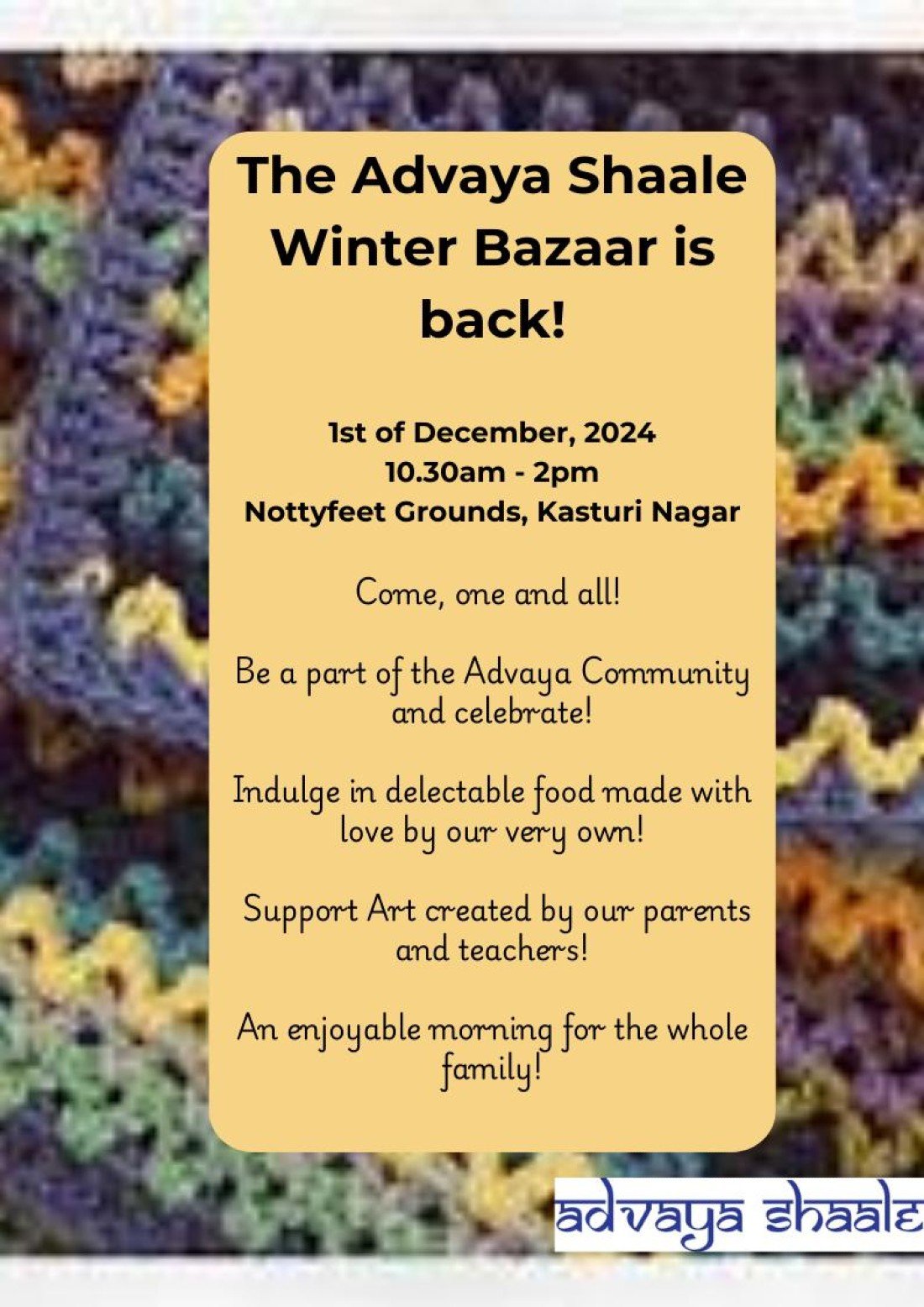 Advaya Shaale Christmas Bazaar Tickets, Notty Feet Play School and