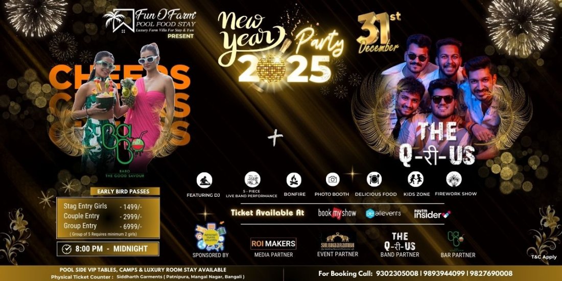 New Year Eve 2025 | Party at Fun O Farm!, Mali Badodia , Indore, 31