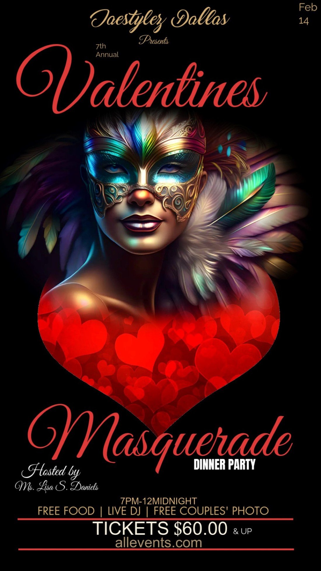 Valentines Masquerade Dinner Party Tickets, Crown Plaza Hotel , Dallas