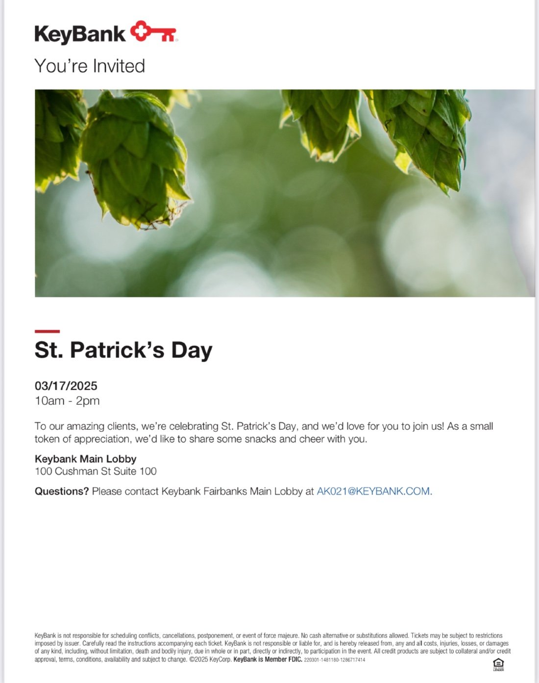 St. Patricks Day at KEYBANK, KeyBank, 100 Cushman Street, Fairbanks, AK ...