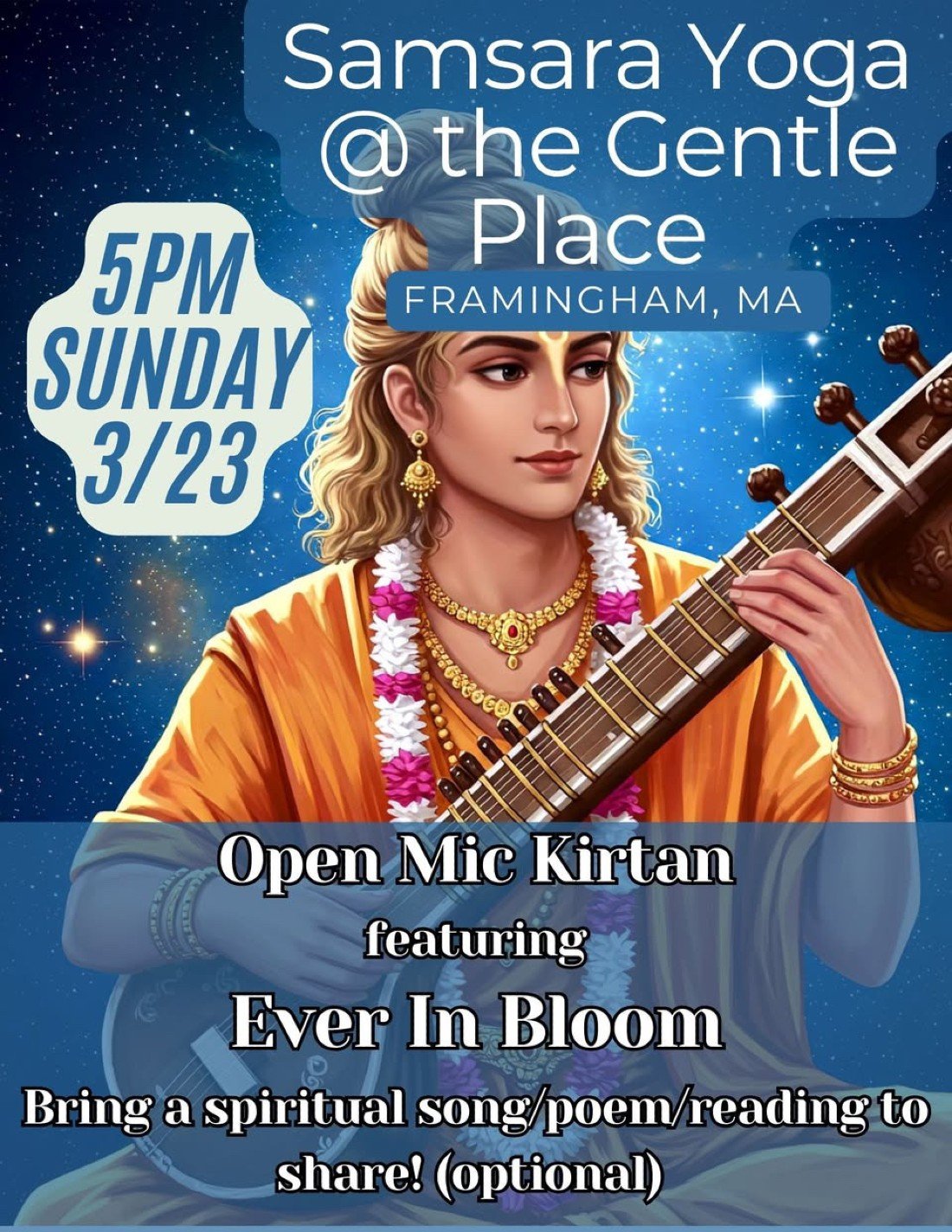 FREE Kirtan Community Gathering + Open Mic, 31 August | Event in Framingham | AllEvents
