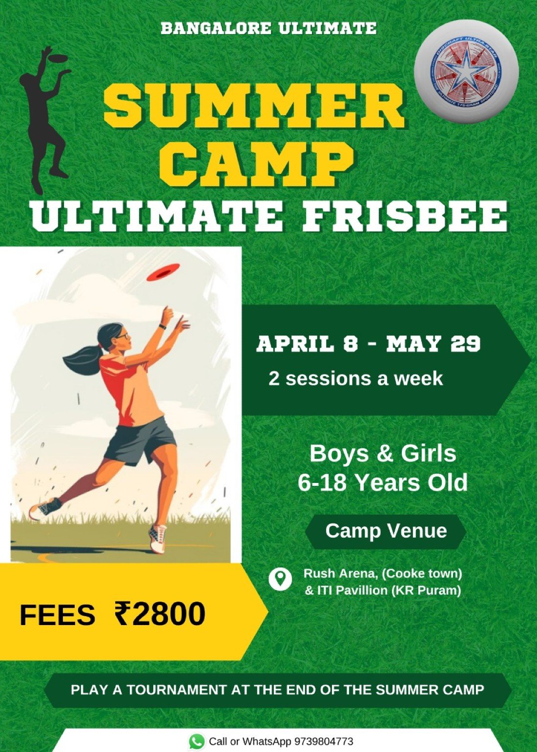 Ultimate frisbee Summer Camp, Rush Arena Cooke Town, Bangalore | AllEvents