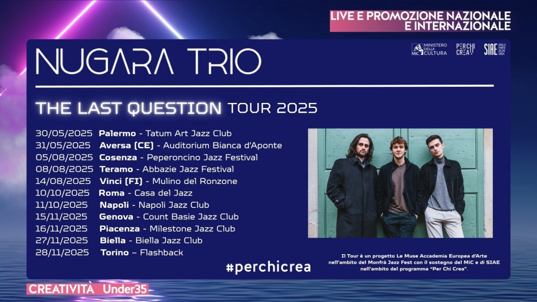 Nugara Trio inaugurano The Last Question Tour 2025 al Tatum Art di ...