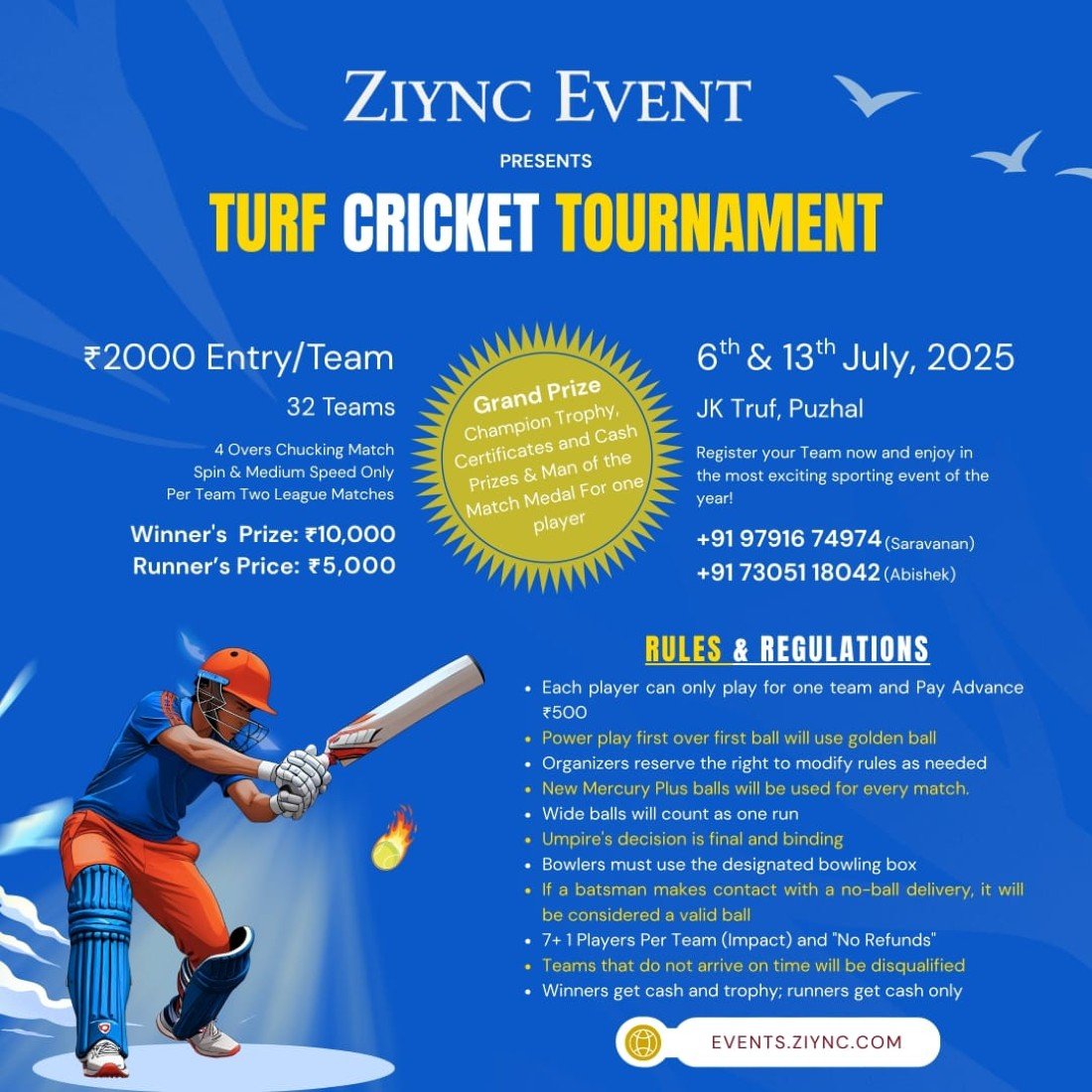 TURF CRICKET TOURNAMENT, JK Turf, Puzhal, Chennai | AllEvents