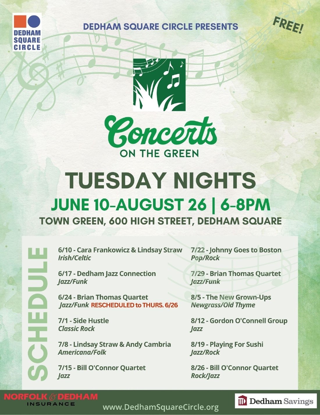 Tuesday Concerts on the Green | Event in Dedham | AllEvents
