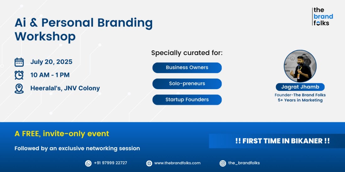 Ai & Personal Branding Workshop - Bikaner, 20 July | Event in Bikaner | AllEvents