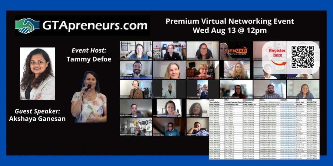 GTApreneurs August 13 Afternoon Virtual Business Networking Event Toronto, 13 August | Online Event | AllEvents